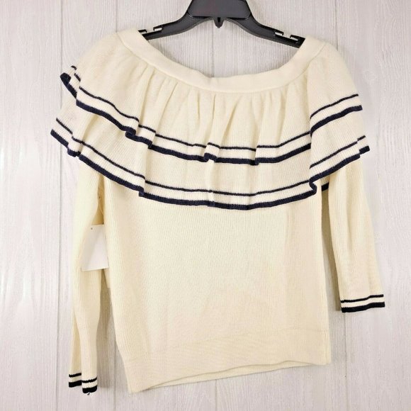 Frame Ruffle One Shoulder Wool Blend Sweater Women - Picture 5 of 10